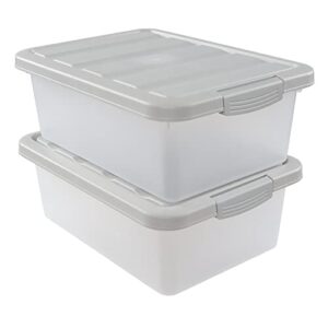 inhouse 2 packs plastic storage box with lids, 14 quart latching bin