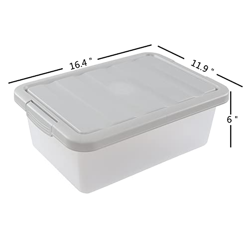 Inhouse 2 Packs Plastic Storage Box with Lids, 14 Quart Latching Bin