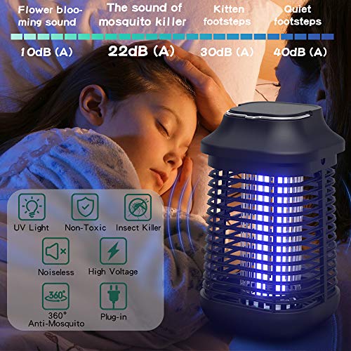 Bug Zapper 4200V for Outdoor and Indoor, Waterproof Electric Mosquito Zappers, Mosquito lamp, Electronic Bug Zapper Light Bulb for Backyard, Patio