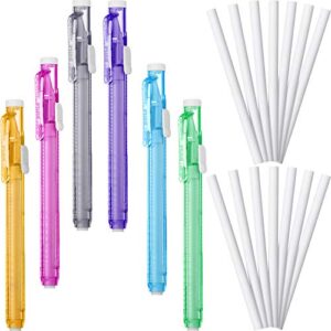 36 Pieces Eraser Pen Retractable Mechanical Eraser Pen Include 6 Packs Click Eraser Pen and 30 Click Erasers Refill for School Office Painting Writing (Clear Color)