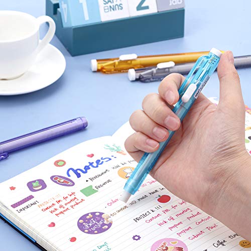 36 Pieces Eraser Pen Retractable Mechanical Eraser Pen Include 6 Packs Click Eraser Pen and 30 Click Erasers Refill for School Office Painting Writing (Clear Color)