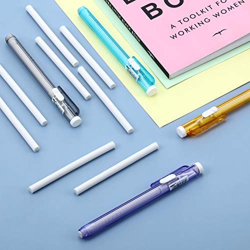 36 Pieces Eraser Pen Retractable Mechanical Eraser Pen Include 6 Packs Click Eraser Pen and 30 Click Erasers Refill for School Office Painting Writing (Clear Color)