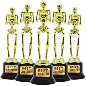 joyin 5 halloween best costume skeleton trophy for halloween skull party favor prizes, gold bones game awards, costume contest event trophy, school classroom rewards, treats for kids, goodie bag fillers