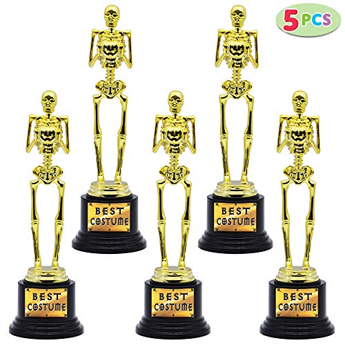 JOYIN 5 Halloween Best Costume Skeleton Trophy for Halloween Skull Party Favor Prizes, Gold Bones Game Awards, Costume Contest Event Trophy, School Classroom Rewards, Treats for Kids, Goodie Bag Fillers