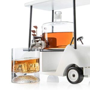 Golf Decanter Whiskey Decanter and 2 Whiskey Glasses - The Wine Savant, Golf Gifts for Both Men & Women, Golf Accessories, Golfer Gifts, Based on A Replica Golf Cart (850ml Decanter - 8 Ounce Glasses)