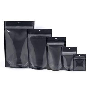 100 pcs clear front/black back 7.5" x 11.5" x 3.5" stand up pouch ziplock mylar smell proof bags