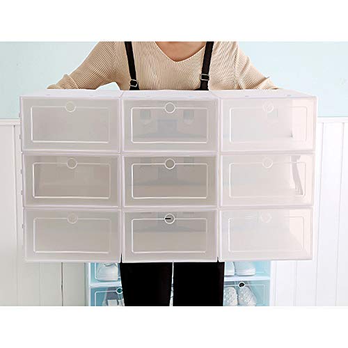 Foldable Shoe Box, 20/24Pcs Stackable Plastic Clear Shoe Storage Box,Storage Bins Shoe Container Home Organizer Rack Stack (20Pcs)