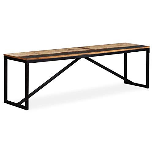 vidaXL Dining Room Bench - Casual Seating - Modern Industrial-Style Indoor Bench Entryway Hallway Table Benches, 63"x13.8"x17.7", Metal Frame, for Kitchen, Dining Room, Living Room