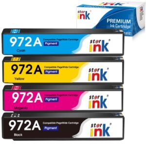 972a ink cartridges | compatible replacement for hp 972a 972x 972 work for pagewide pro mfp 477dw 377dw 452dw 577dw 552dw 452dn 477dn printer(black cyan magenta yellow) 4-pack