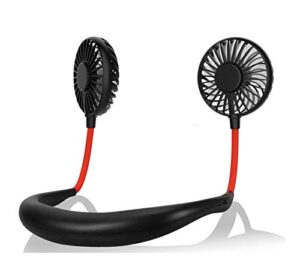 anypowk portable neck fan, usb rechargeable fan with 3 speeds adjustable, neck fans portable rechargable prime with led lights - black
