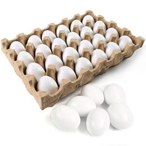 sallyfashion 24 pcs white wooden eggs easter eggs fake eggs for children diy game, kitchen craft adornment, toy foods