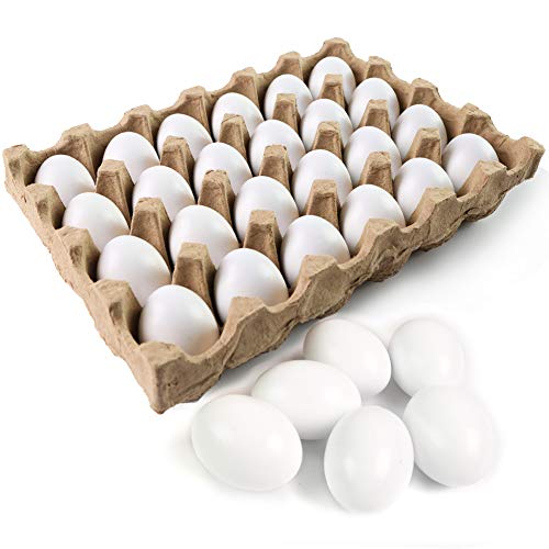 SallyFashion 24 PCS White Wooden Eggs Easter Eggs Fake Eggs for Children DIY Game, Kitchen Craft Adornment, Toy Foods