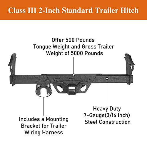 Hooke Road Tacoma Trailer Hitch Class 3 Standard 2" Receiver Tube Towing Tongue for 2005-2015 Toyota Tacoma (Excluding X-Runner)