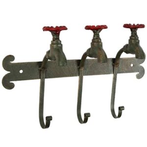 lily's home vintage rustic wall mount coat and utility hanger, country farmhouse design crafted to look like spigot faucets and is ideal for any whimsical décor style, green patina