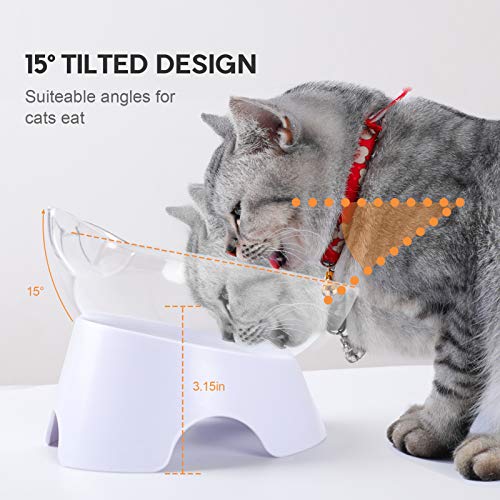 MILIFUN Cat Bowl, Anti Spill Tilted Cat Food Bowls, Whisker Fatigue Elevated Cat Bowls, Set for Cat and Puppy, Cat Bowl Holds About 1 Cup of Pet Food