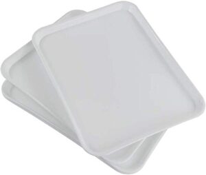 inhouse white plastic serving tray-rectangular, 17.2"x13.5"x0.9" (4 packs)