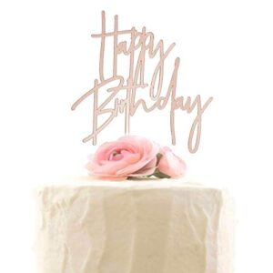 happy birthday cake topper, acrylic birthday party decorations celebrations, mirror rose gold