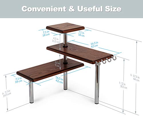 TESLYAR 3 Tier Corner Shelf Natural Solid Ash Wood Countertop Organizer Bookshelf Display Shelves Space Saving Rack for Living Room, Kitchen, Office