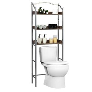 giantex over-the-toilet spacesaver 3-tier w/adjustable shelves and sturdy metal, easy assembly freestanding bathroom rack for essentials bathroom storage organizer rack (sliver)
