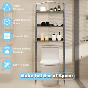 Giantex Over-The-Toilet Spacesaver 3-Tier W/Adjustable Shelves and Sturdy Metal, Easy Assembly Freestanding Bathroom Rack for Essentials Bathroom Storage Organizer Rack (Sliver)