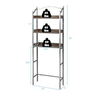 Giantex Over-The-Toilet Spacesaver 3-Tier W/Adjustable Shelves and Sturdy Metal, Easy Assembly Freestanding Bathroom Rack for Essentials Bathroom Storage Organizer Rack (Sliver)