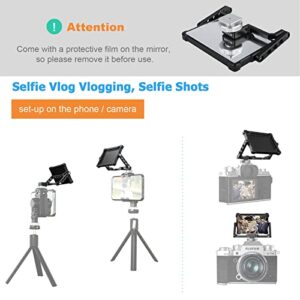 NICEYRIG Vlog Selfie Mirror Camera/Phone TikTok Twitch Lives Cold Shoe Mount 360 Degree Flip Mirror, Applicable for iPhone 14/13/12/11/XS Pro, Fujifilm, Panasonic, Sony - 377