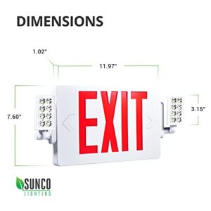 Sunco LED Exit Signs with Emergency Lights, Double Sided Adjustable LED Emergency Combo Light with Backup Battery, Hard Wired, Commercial Grade, 120-277V, Fire Resistant (UL 94V-0) 6 Pack