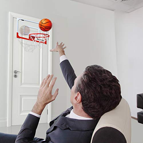 WESPREX Indoor Mini Basketball Hoop Set for Kids with 2 Balls, 16" x 12" Basketball Hoop for Door, Wall, Living Room, Office with Complete Accessories, Basketball Toy Gift for Boys and Girls - Red