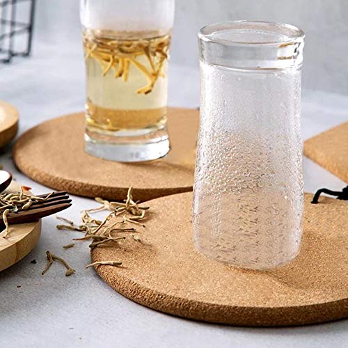 CRCHOM 6 Pack Cork Trivet Set 8" Diameter x 0.5" Thick Round Cork Hot Pads for Dishes, Pots, Pans and Plants