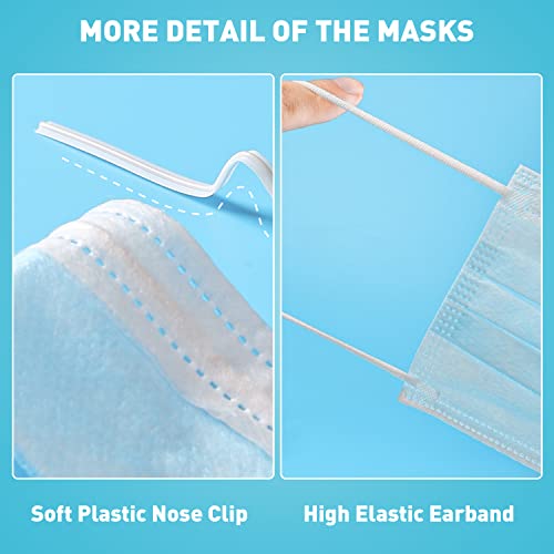 DR.MOXA 100Pcs Medical Grade Disposable Face Mask 3-Ply Latex Free, Non Woven，Soft on Skin