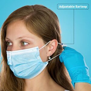 DR.MOXA 100Pcs Medical Grade Disposable Face Mask 3-Ply Latex Free, Non Woven，Soft on Skin