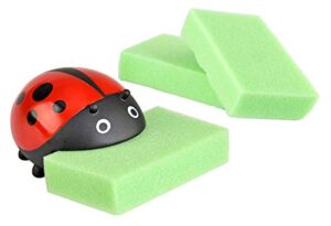 home-x ladybug sponge holder with 3 sponges, kitchen sink accessories 4" l x 3" w x 2" h