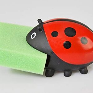 HOME-X Ladybug Sponge Holder with 3 Sponges, Kitchen Sink Accessories 4" L x 3" W x 2" H