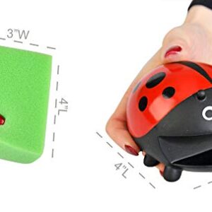 HOME-X Ladybug Sponge Holder with 3 Sponges, Kitchen Sink Accessories 4" L x 3" W x 2" H