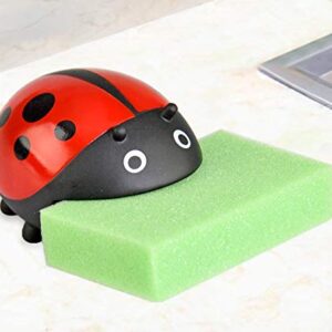 HOME-X Ladybug Sponge Holder with 3 Sponges, Kitchen Sink Accessories 4" L x 3" W x 2" H