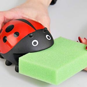 HOME-X Ladybug Sponge Holder with 3 Sponges, Kitchen Sink Accessories 4" L x 3" W x 2" H