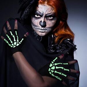 Cooraby Halloween Skeleton Gloves Glow in The Dark Knitted Mechanic Gloves