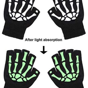 Cooraby Halloween Skeleton Gloves Glow in The Dark Knitted Mechanic Gloves