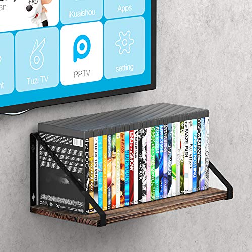 BAMEOS Floating Shelves Rustic Wood Wall Shelf Wall Mounted Shelves for Living Room, Office, and Bedroom, with Metal Bracket