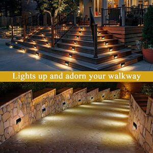 DHELINK 8 Pack Outdoor Solar Deck Lights, 6 LED Solar Step Lights Outdoor Waterproof Warm White Auto On/Off Solar Powered Stair Lights Lighting for Fence Yard Patio Garden Pathway Walkway