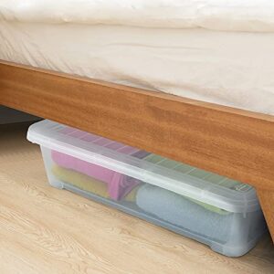 Minekkyes 4-Pack 40 Quart Large Plastic Under Bed Storage Bin, Underbed Box With Wheels/Lids, Clear