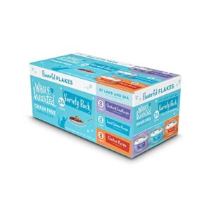 WholeHearted Grain Free by Land and Sea Flaked Wet Cat Food Variety Pack for All Life Stages, 2.8 oz, Count of 24