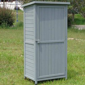 YCDJCS Garden Cabinets Outdoor Wooden Tools Cabinet Waterproof 4-Tier Adjustable Layer Garden Tool Shed Courtyard Sundry Box Storage Sheds (Color : Gray, Size : 69.5 * 52 * 142 cm)