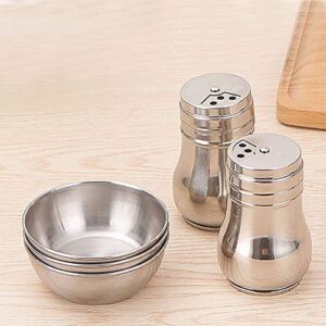 Lomodo 12 Pack Stainless Steel Sauce Bowls Round Seasoning Dishes Mini Saucers Dishes Sushi Dipping Bowel Appetizer Plate (3.23 inch x 1.18 inch x 2.05 inch)