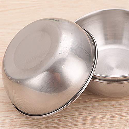 Lomodo 12 Pack Stainless Steel Sauce Bowls Round Seasoning Dishes Mini Saucers Dishes Sushi Dipping Bowel Appetizer Plate (3.23 inch x 1.18 inch x 2.05 inch)