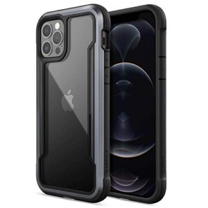 raptic shield case compatible with iphone 12 case & iphone 12 pro case, shock absorbing protection, durable aluminum frame, 10ft drop tested, fits iphone 12 & 12 pro, black