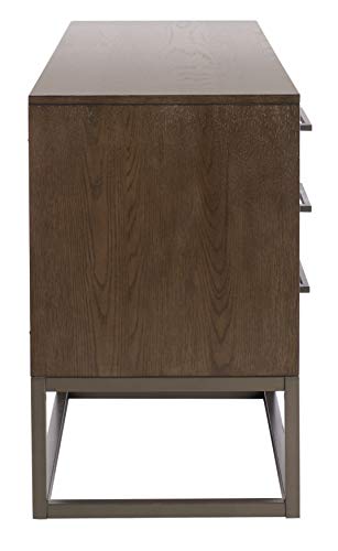 Safavieh Couture Collection Estelle Dark Walnut 6-Drawer Dresser, Ash Brown/Gunmetal