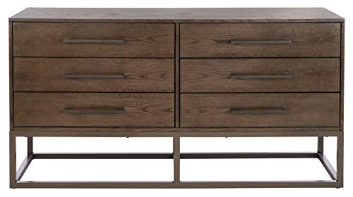 Safavieh Couture Collection Estelle Dark Walnut 6-Drawer Dresser, Ash Brown/Gunmetal