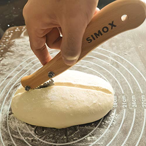 SIMOX Premium Bread Lame, Bread Scorer Blade with Crafted Wooden Handle & 5 Blades, Bread Scoring Tool/Bread Lame with Protective Cover