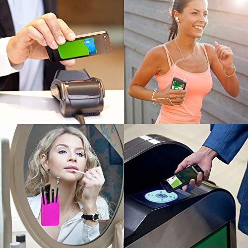 BIAJIYA Card Holder for Back of Phone, Pouch Silicone Wallet Sleeve Pocket Stick-on ID Credit Card for All Smartphones